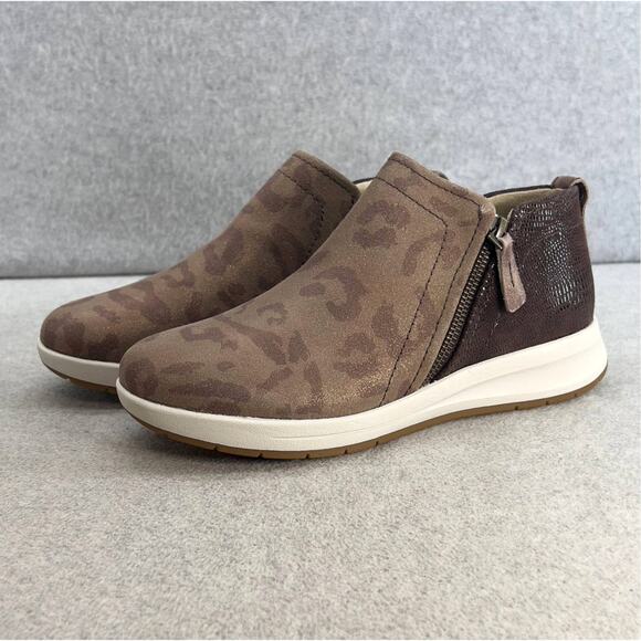 Revere Dublin Leather Zip Up Ankle Sneaker Shoe-Camo Espresso -Women Size 8 *NEW - Picture 1 of 15